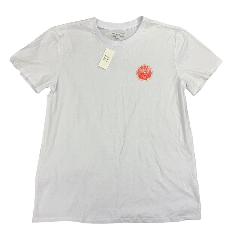 And Now This Mens Grapefruit Graphic Logo Short Sleeve T-Shirt White 2XL